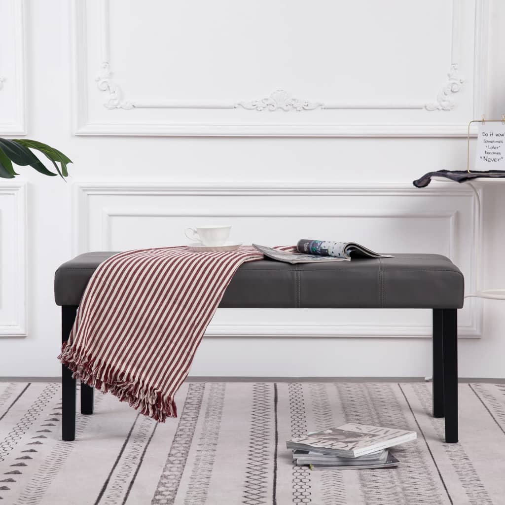 vidaXL Ławka, 106 cm, szara, sztuczna skóra