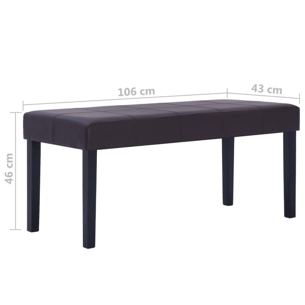 vidaXL Ławka, 106 cm, brązowa, sztuczna skóra