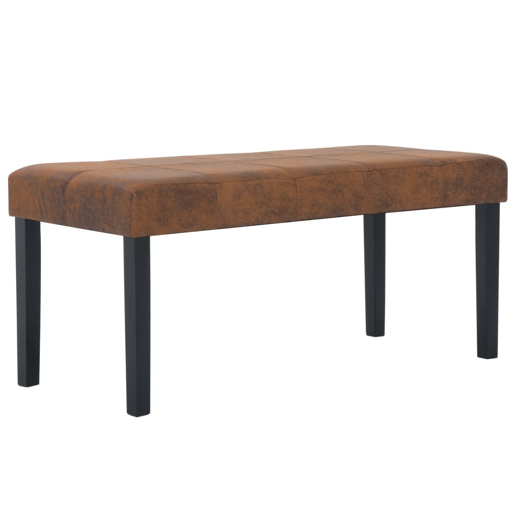 vidaXL Ławka, 106 cm, brązowa, sztuczny zamsz