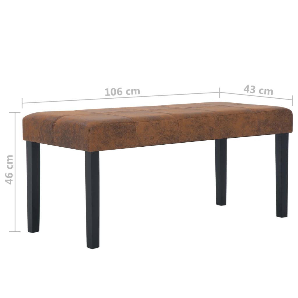 vidaXL Ławka, 106 cm, brązowa, sztuczny zamsz