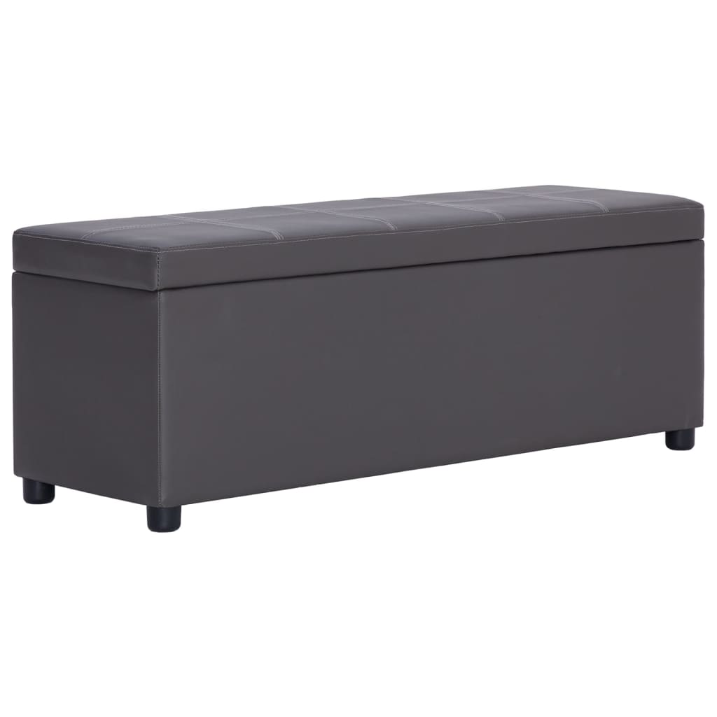 vidaXL Ławka ze schowkiem, 116 cm, szara, sztuczna skóra