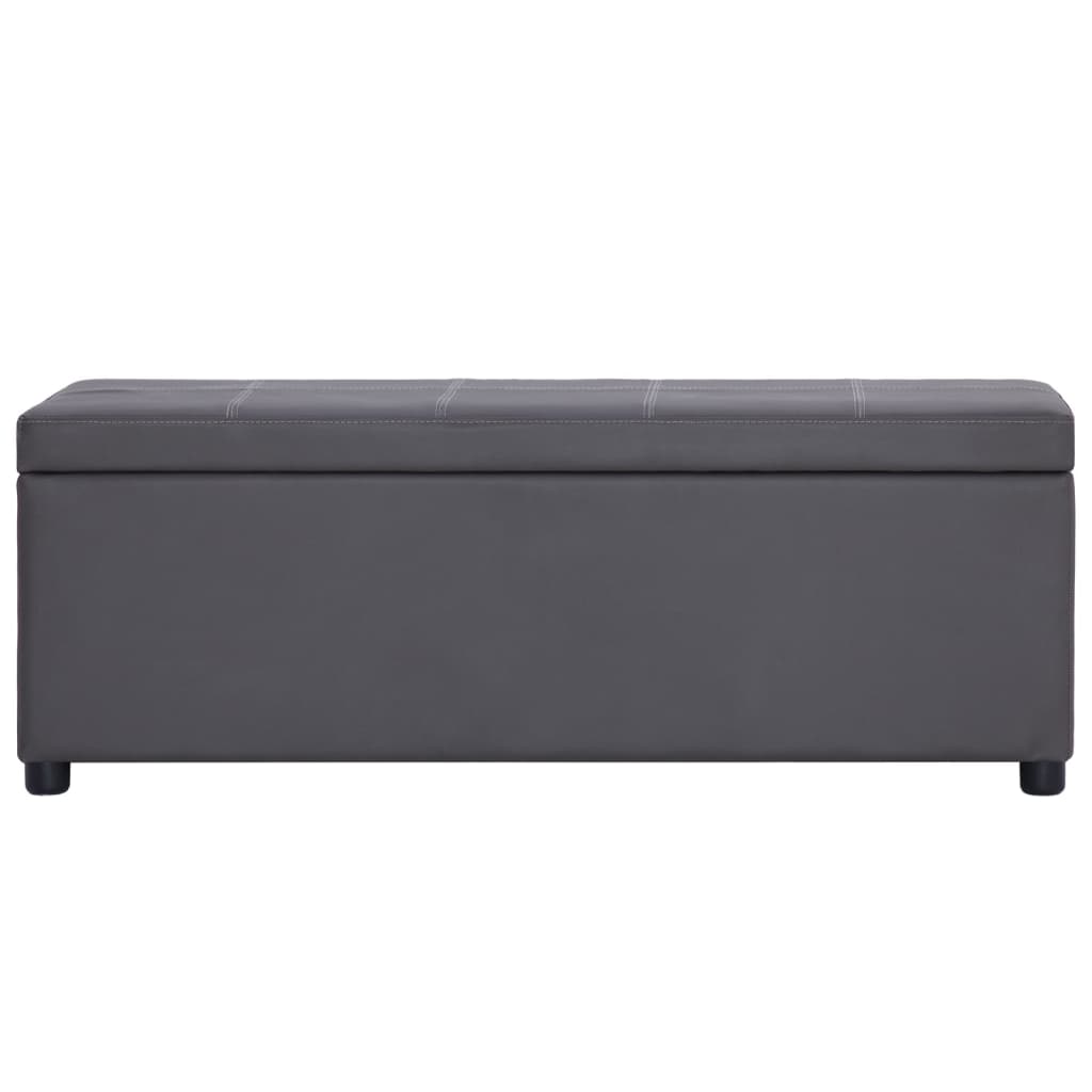 vidaXL Ławka ze schowkiem, 116 cm, szara, sztuczna skóra