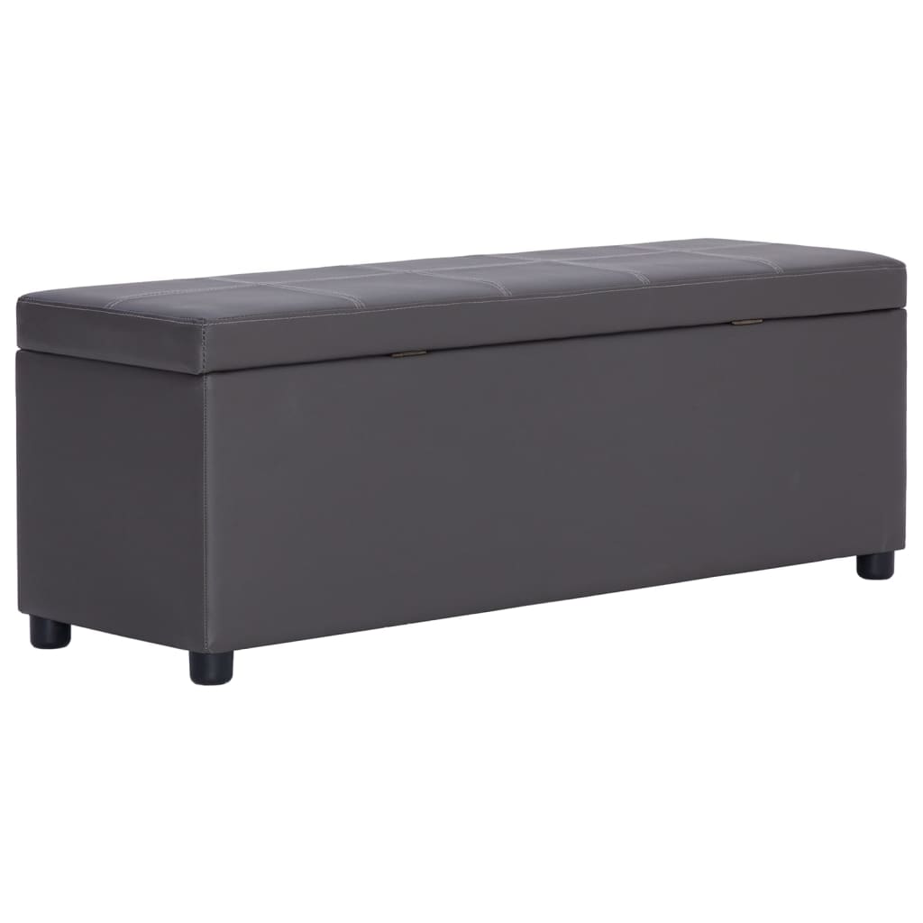 vidaXL Ławka ze schowkiem, 116 cm, szara, sztuczna skóra