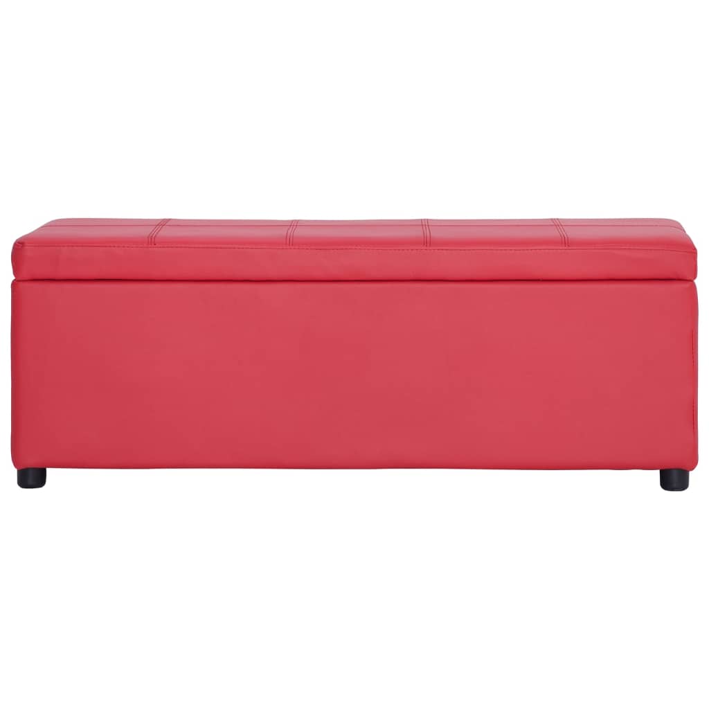 vidaXL Ławka ze schowkiem, 116 cm, czerwona, sztuczna skóra
