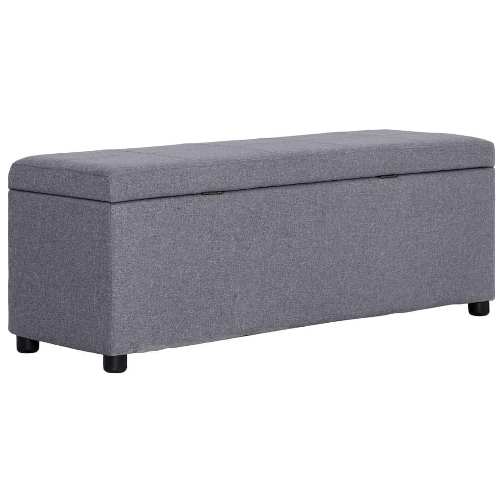 vidaXL Ławka ze schowkiem, 116 cm, jasnoszara, poliester
