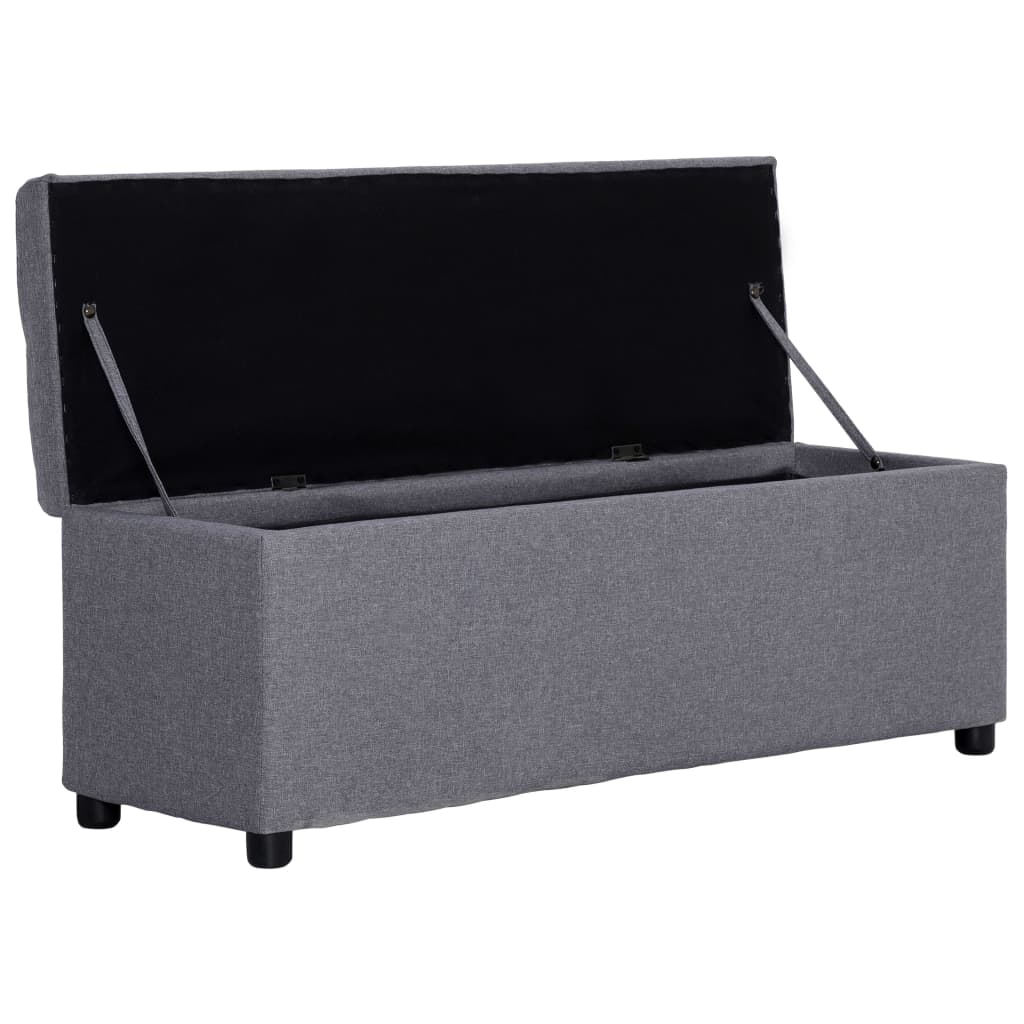vidaXL Ławka ze schowkiem, 116 cm, jasnoszara, poliester