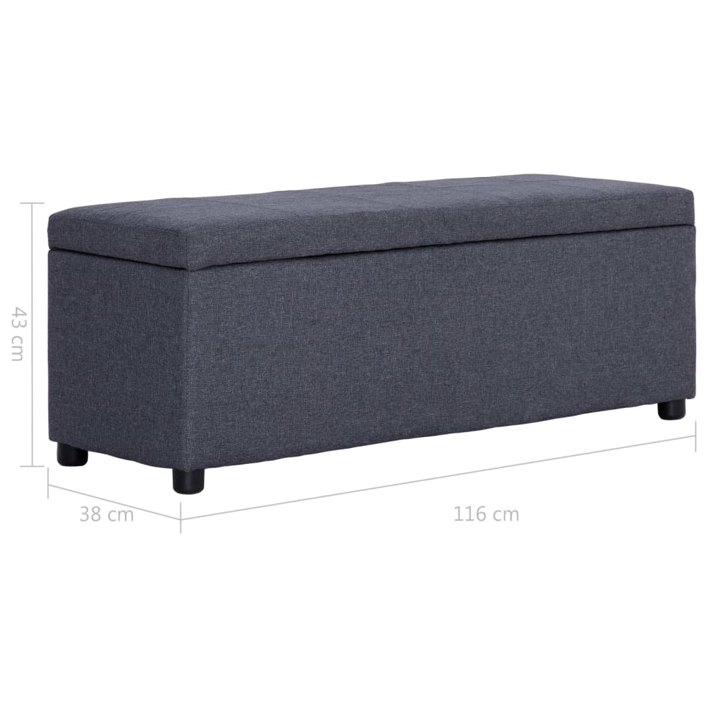 vidaXL Ławka ze schowkiem, 116 cm, ciemnoszara, poliester