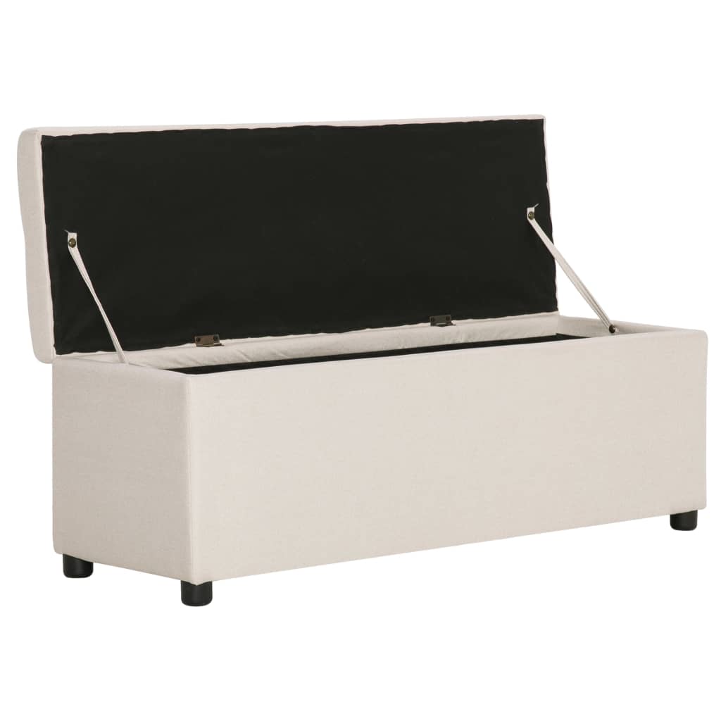 vidaXL Ławka ze schowkiem, 116 cm, kremowa, poliester