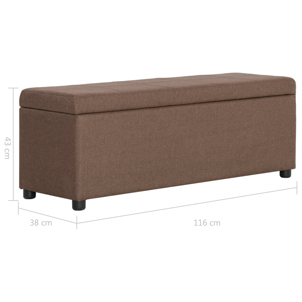 vidaXL Ławka ze schowkiem, 116 cm, brązowa, poliester