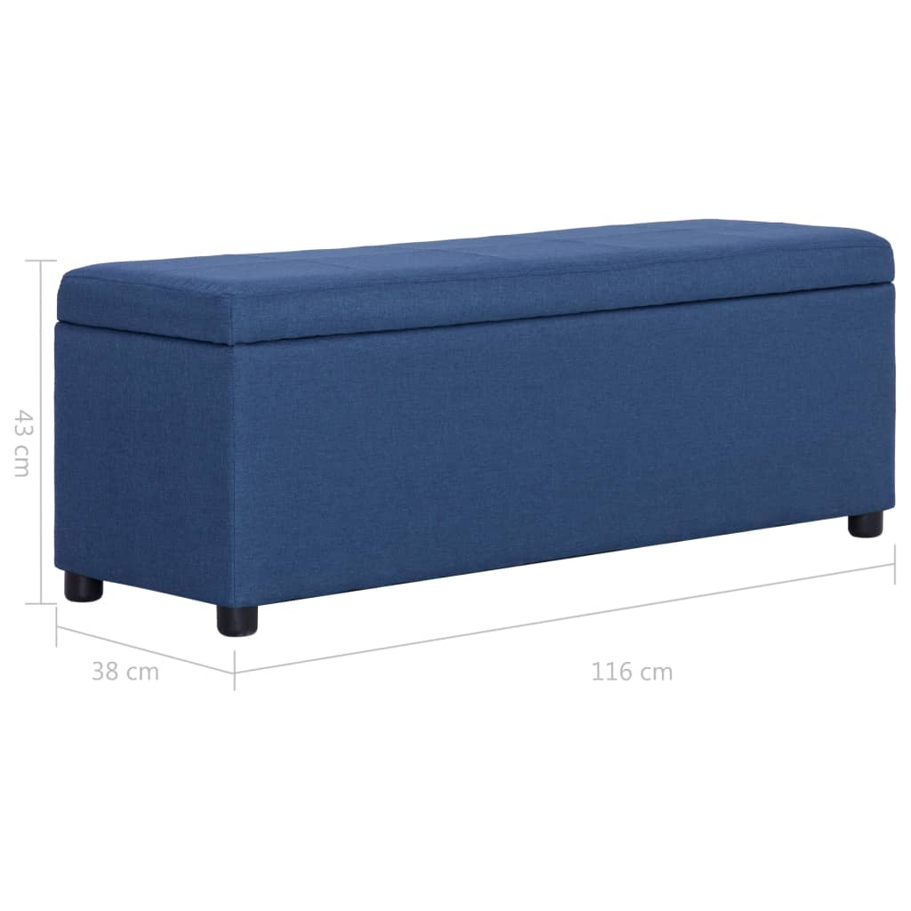 vidaXL Ławka ze schowkiem, 116 cm, niebieska, poliester