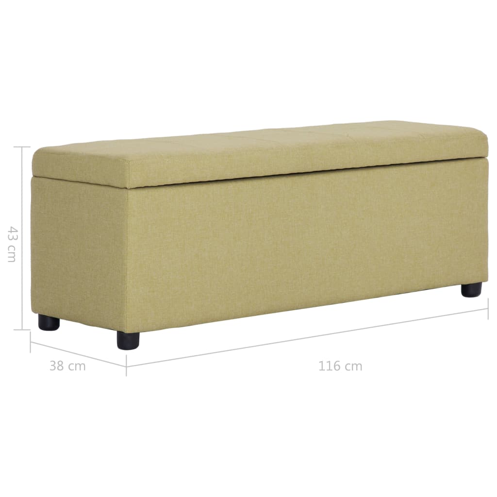 vidaXL Ławka ze schowkiem, 116 cm, zielona, poliester