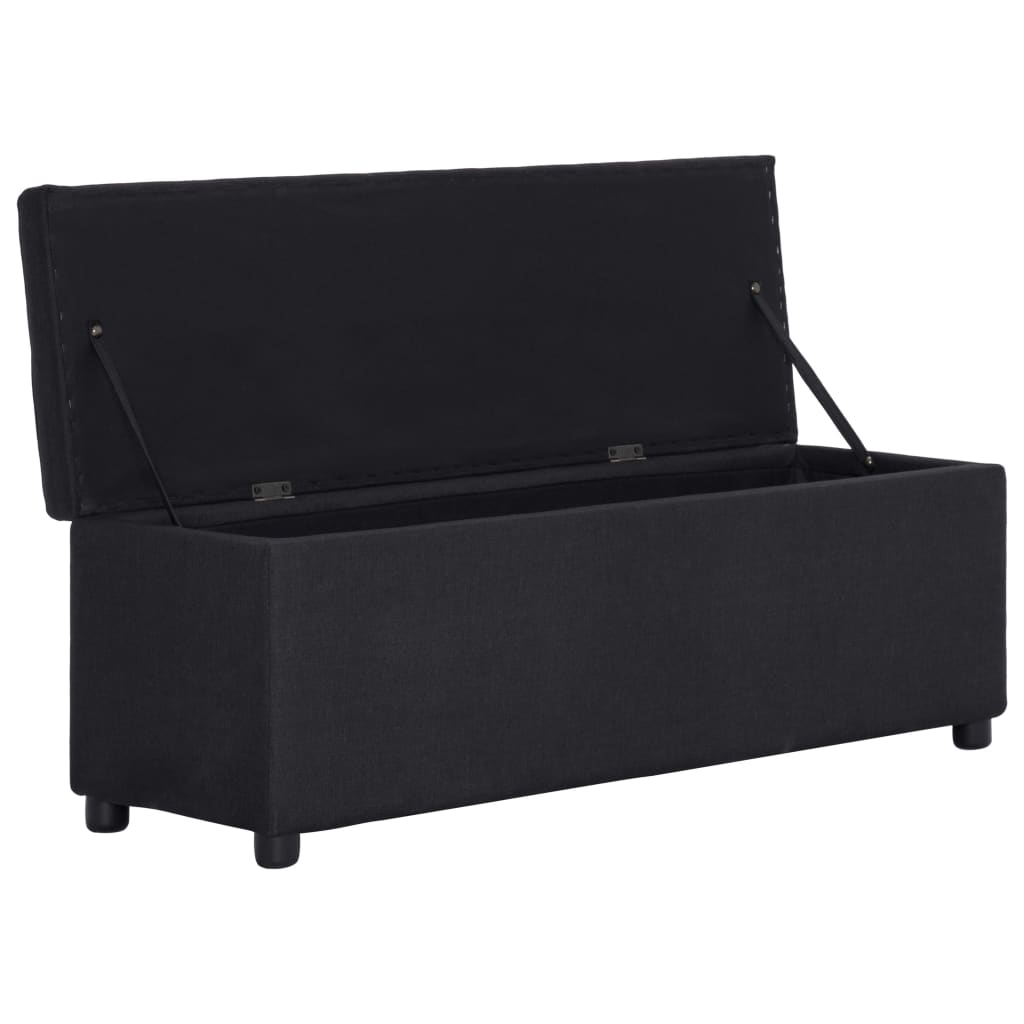 vidaXL Ławka ze schowkiem, 116 cm, black, poliester