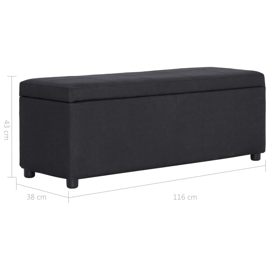 vidaXL Ławka ze schowkiem, 116 cm, black, poliester