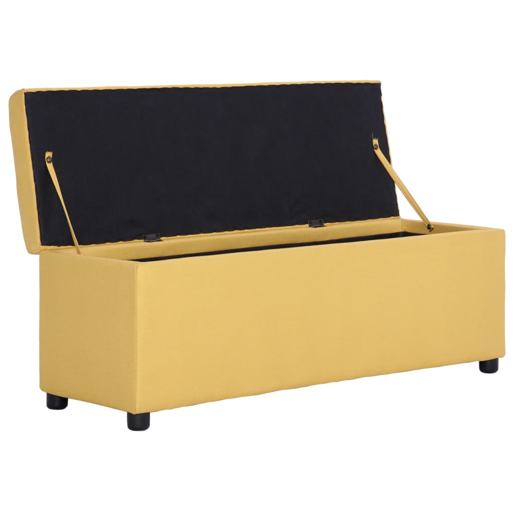 vidaXL Ławka ze schowkiem, 116 cm, żółta, poliester