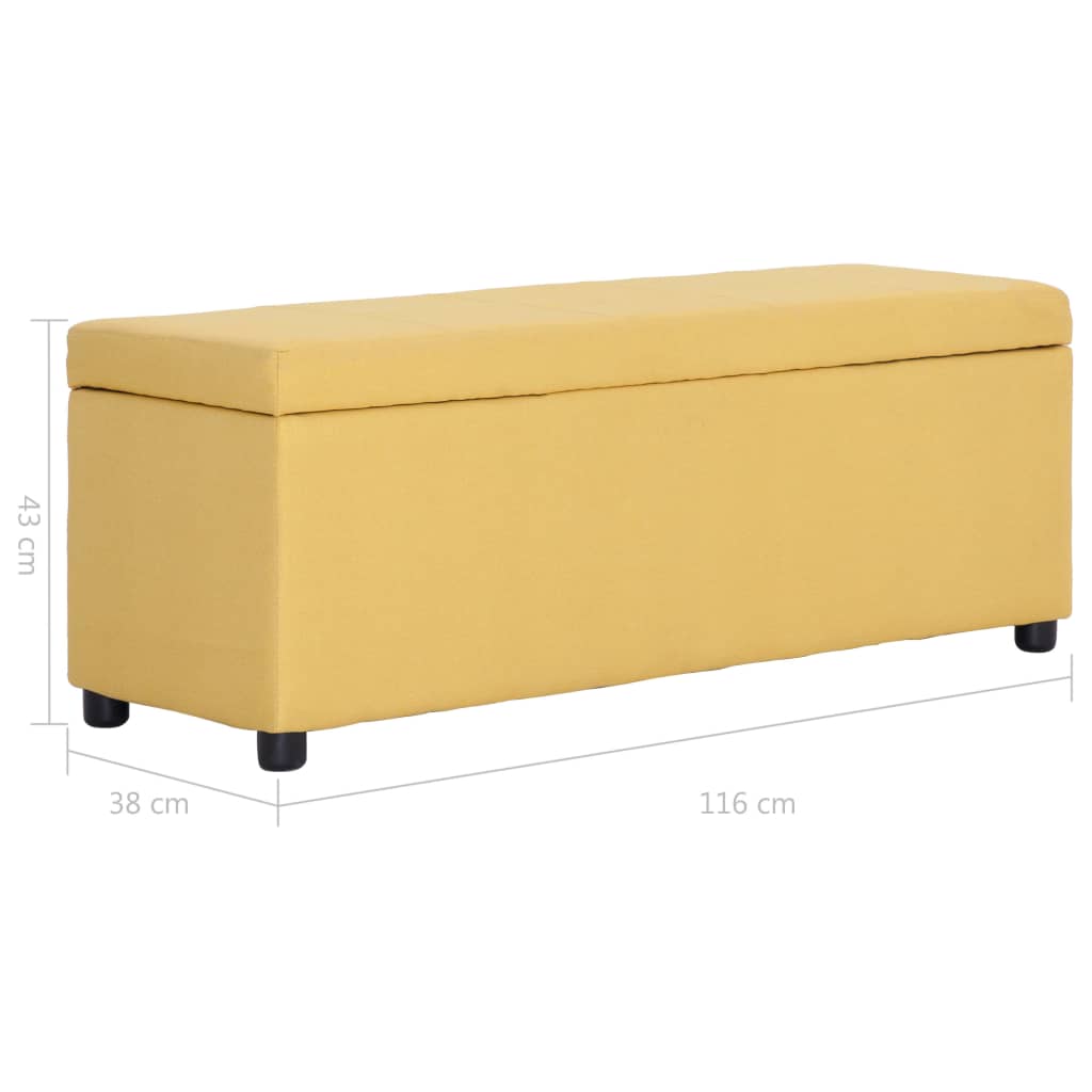 vidaXL Ławka ze schowkiem, 116 cm, żółta, poliester