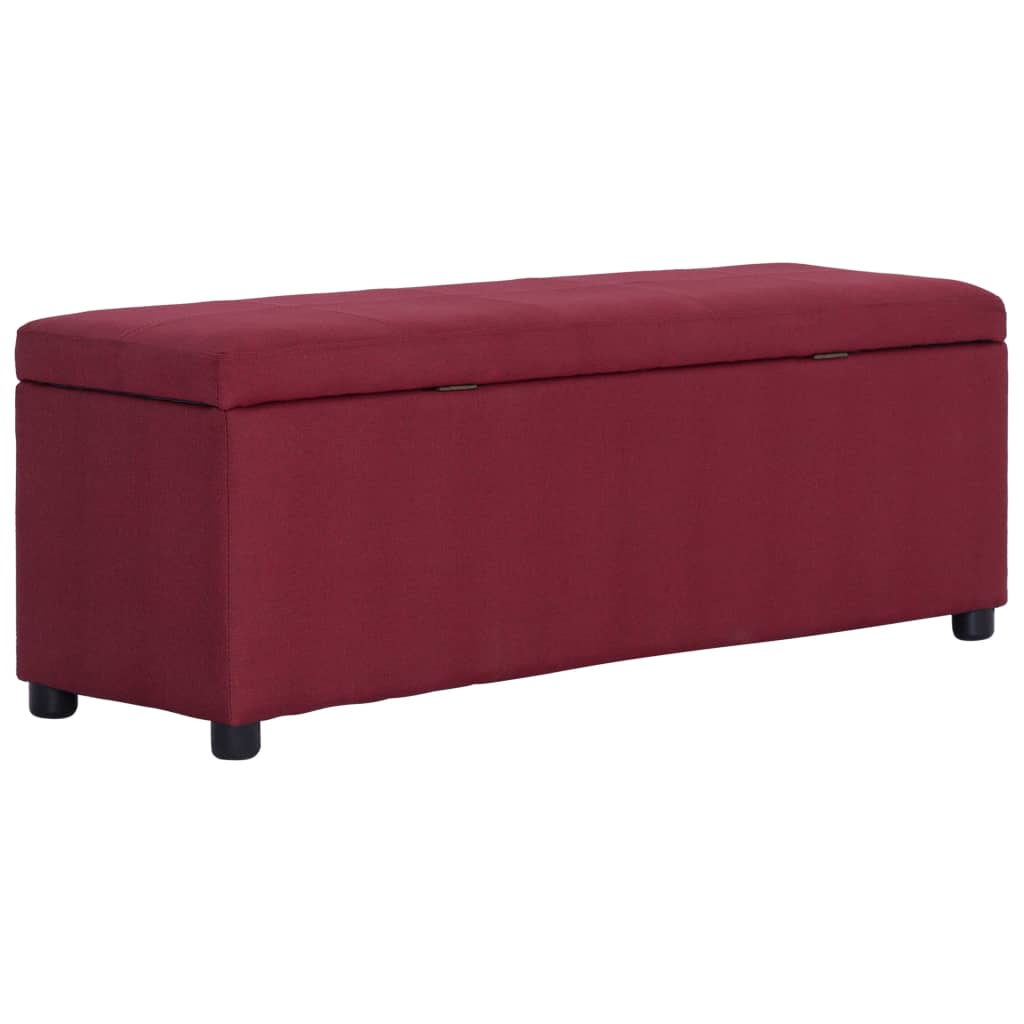 vidaXL Ławka ze schowkiem, 116 cm, czerwone wino, poliester