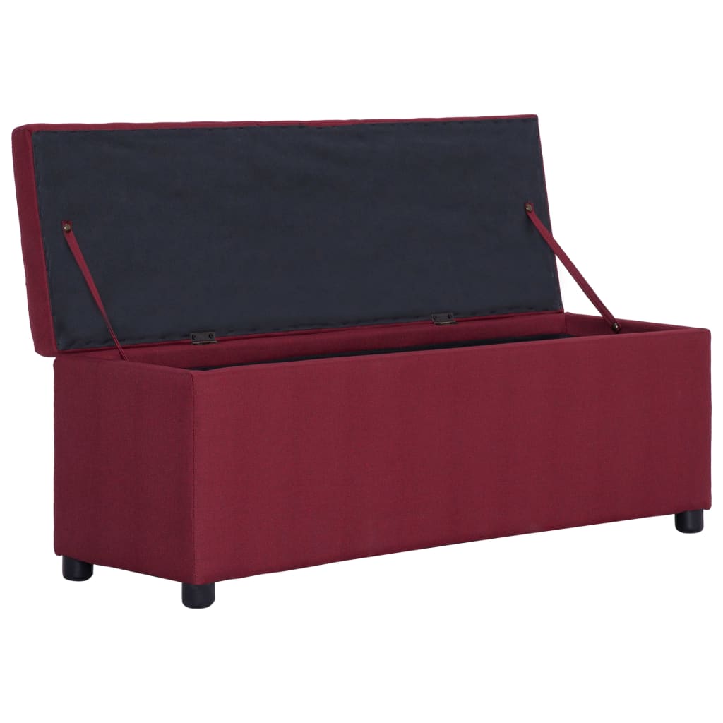 vidaXL Ławka ze schowkiem, 116 cm, czerwone wino, poliester