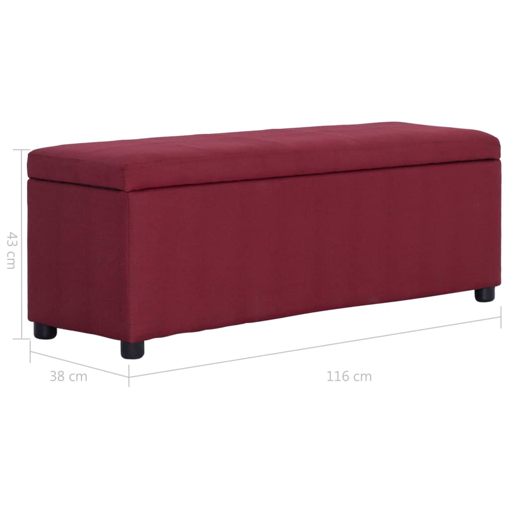 vidaXL Ławka ze schowkiem, 116 cm, czerwone wino, poliester