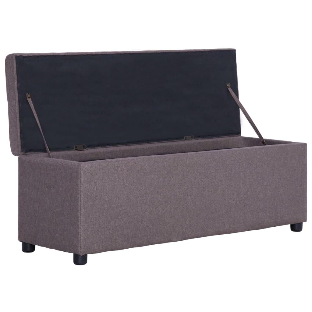 vidaXL Ławka ze schowkiem, 116 cm, taupe, poliester