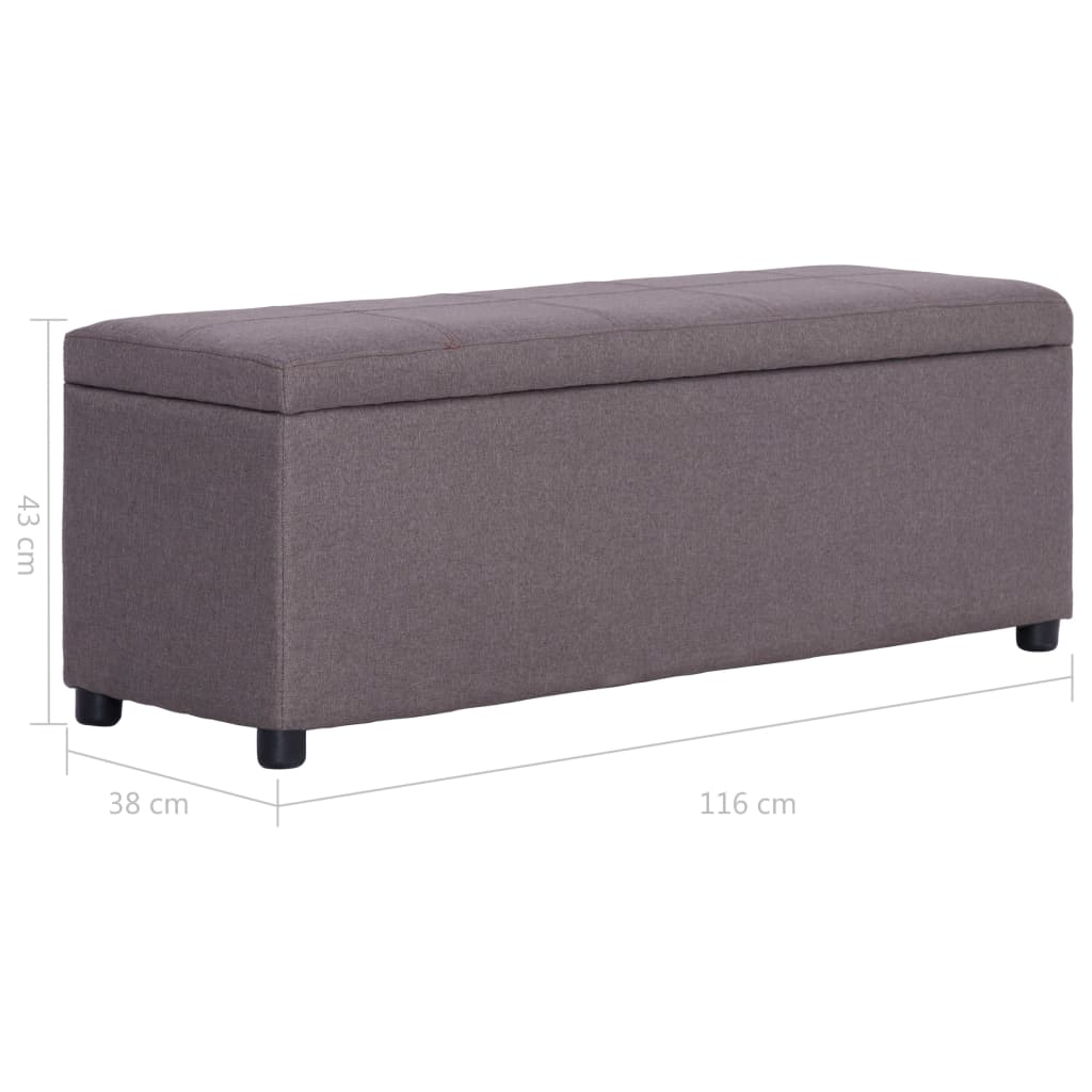 vidaXL Ławka ze schowkiem, 116 cm, taupe, poliester