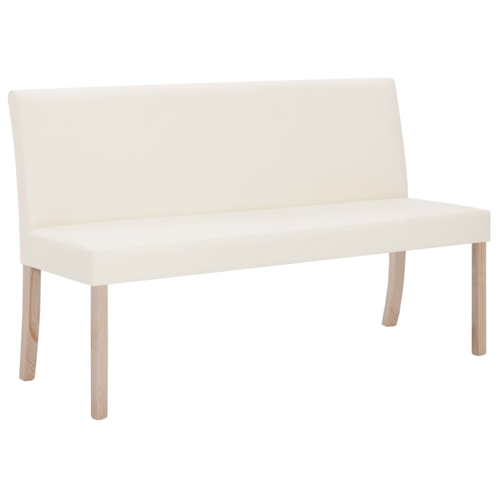 vidaXL Ławka, 139,5 cm, kremowa, sztuczna skóra