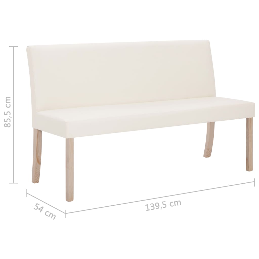 vidaXL Ławka, 139,5 cm, kremowa, sztuczna skóra