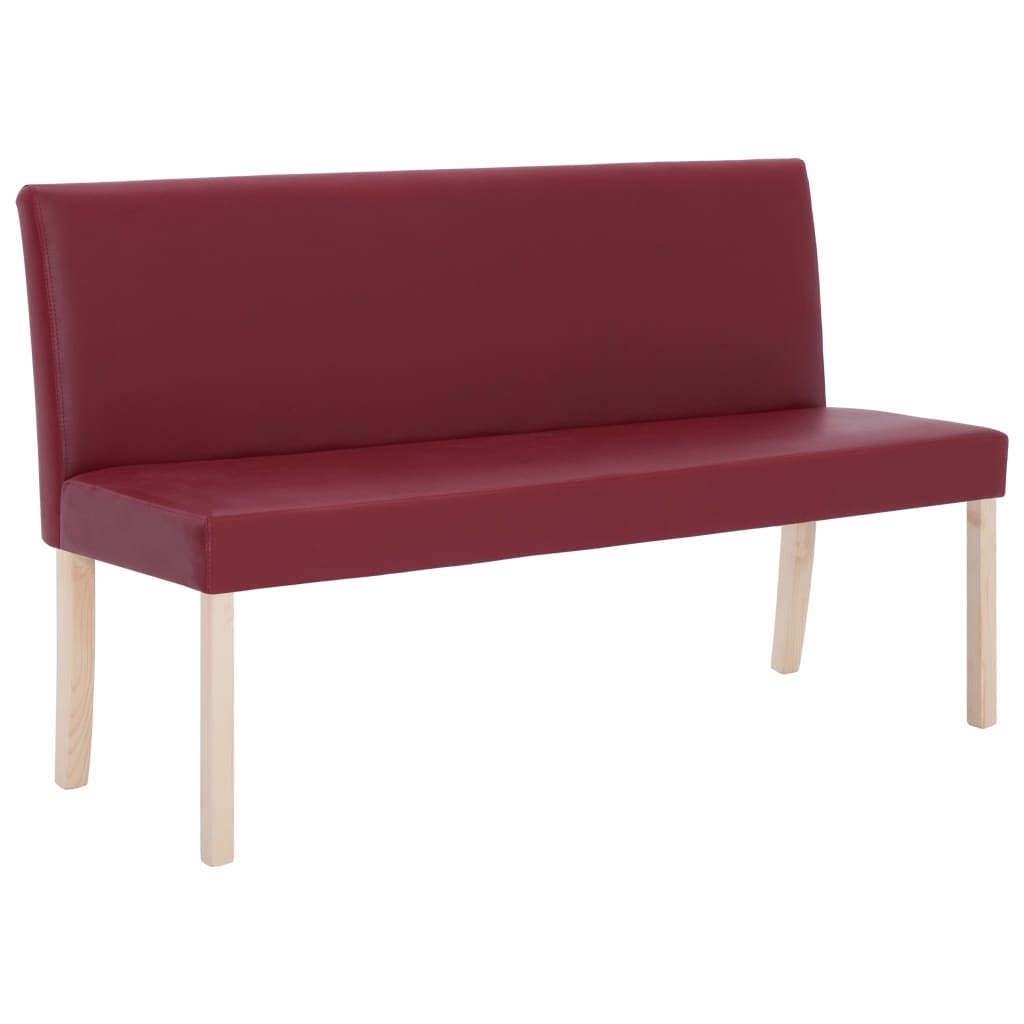 vidaXL Ławka, 139,5 cm, czerwone wino, sztuczna skóra