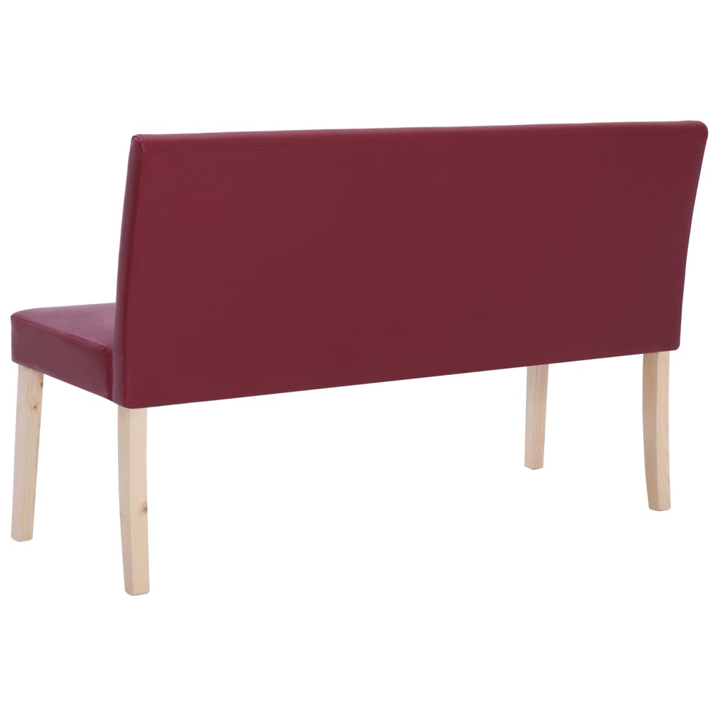vidaXL Ławka, 139,5 cm, czerwone wino, sztuczna skóra