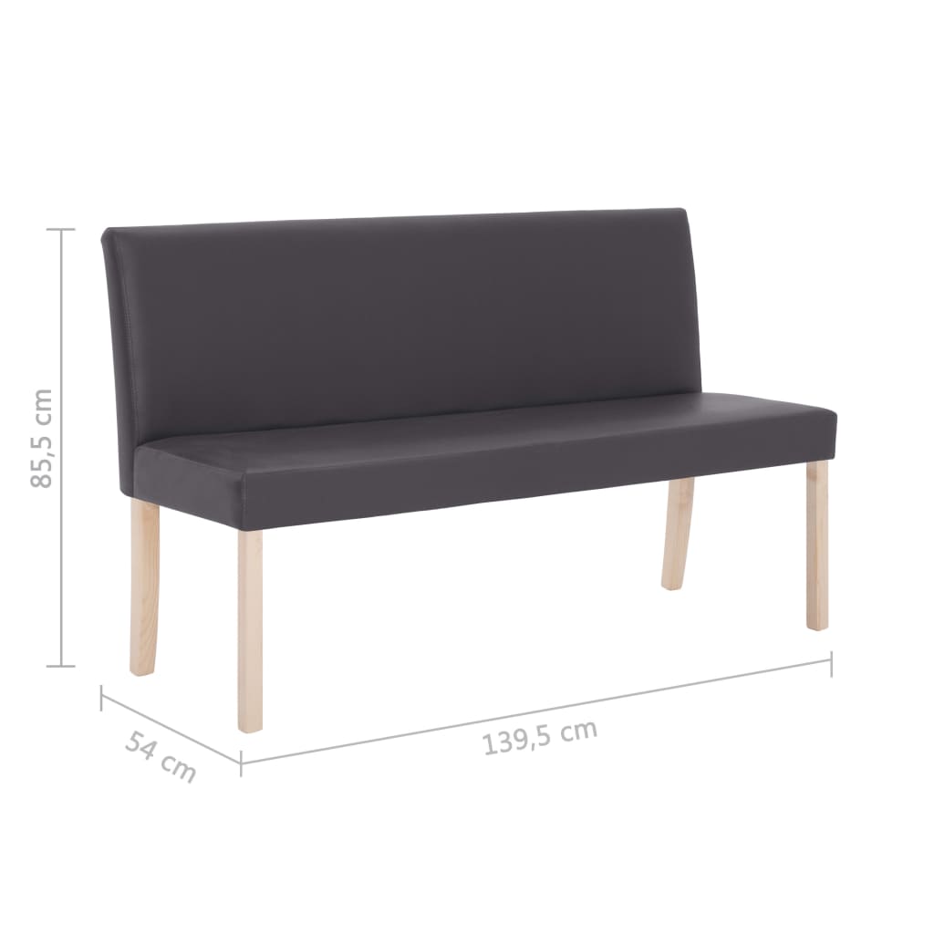 vidaXL Ławka, 139,5 cm, szara, sztuczna skóra