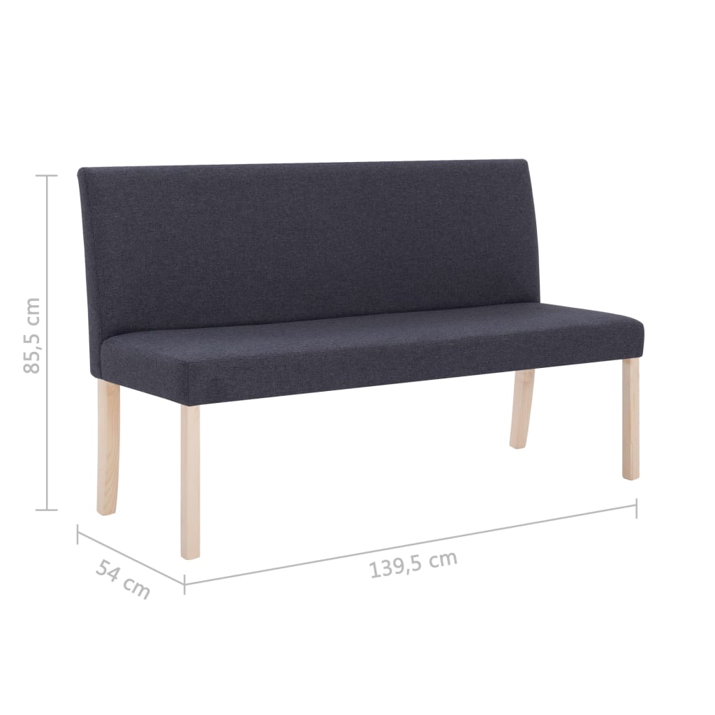 vidaXL Ławka, 139,5 cm, ciemnoszara, poliester
