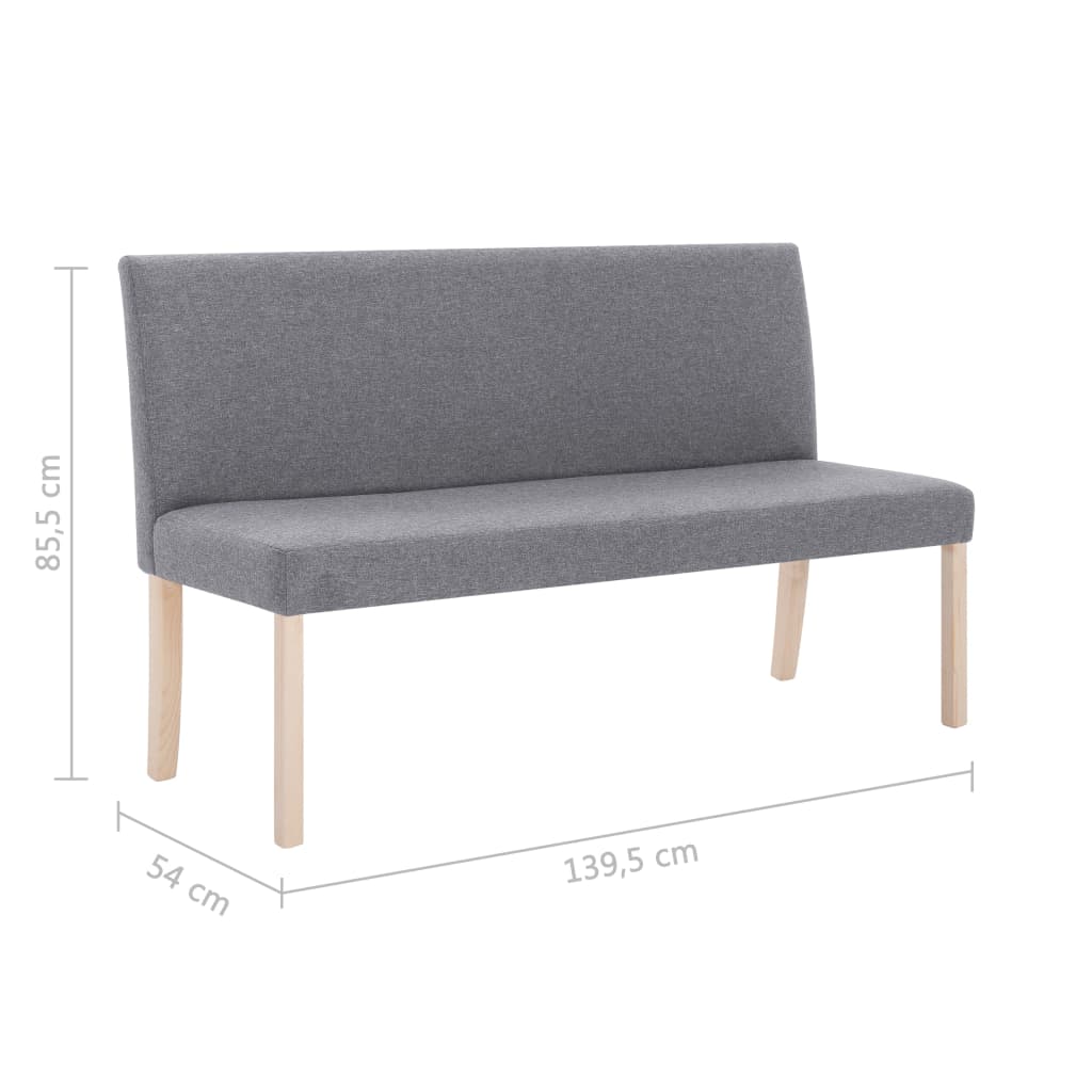 vidaXL Ławka, 139,5 cm, jasnoszara, poliester