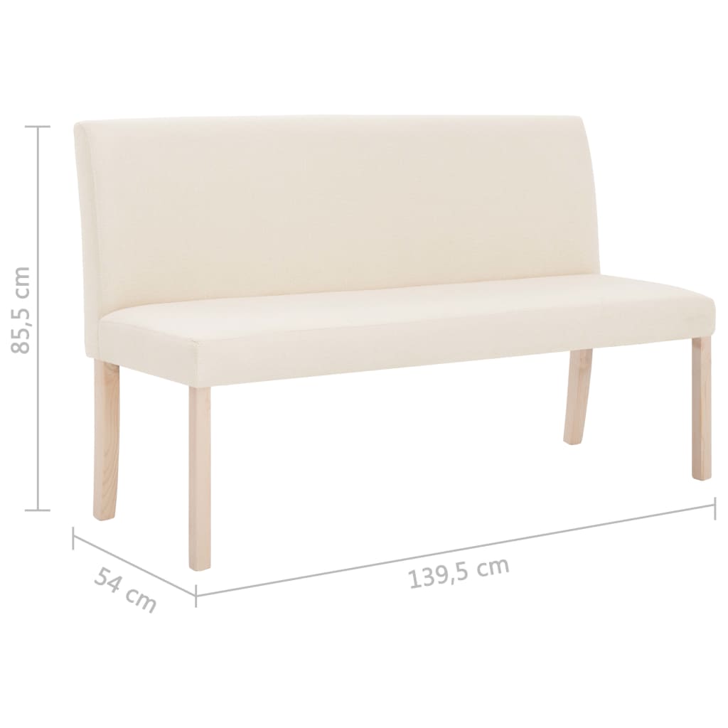 vidaXL Ławka, 139,5 cm, kremowa, poliester