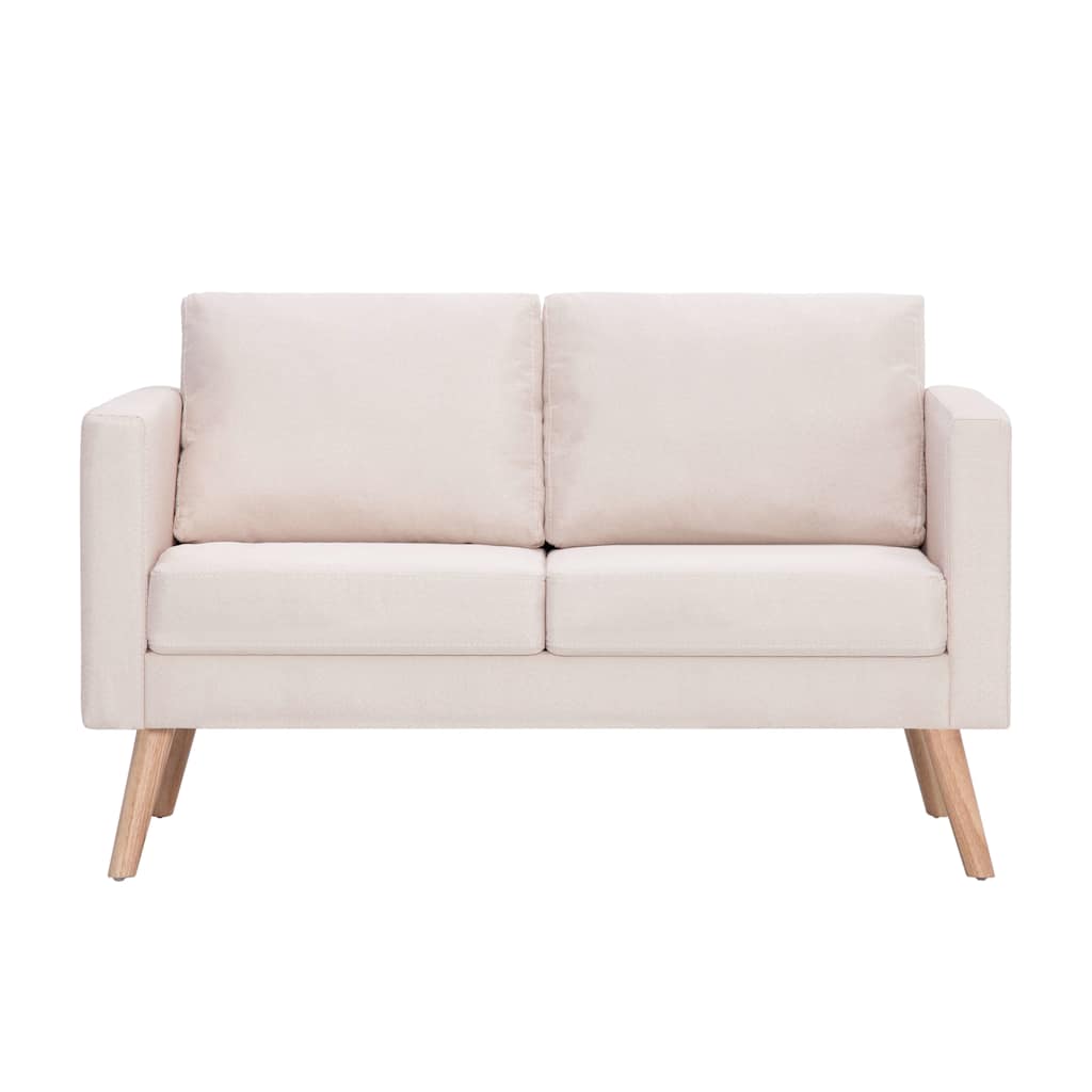 vidaXL Sofa 2-osobowa, materiałowa, kremowa