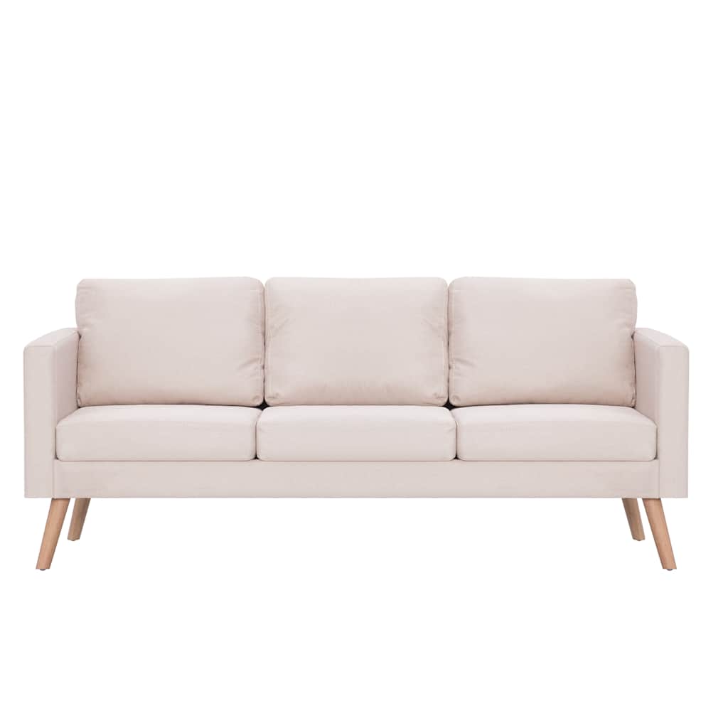 vidaXL Sofa 3-osobowa, materiałowa, kremowa