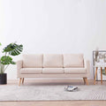 vidaXL Sofa 3-osobowa, materiałowa, kremowa
