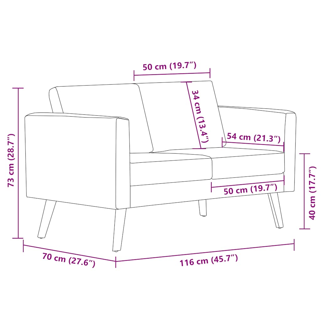 vidaXL 2-osobowa sofa tapicerowana tkaniną, brązowa