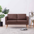 vidaXL 2-osobowa sofa tapicerowana tkaniną, brązowa