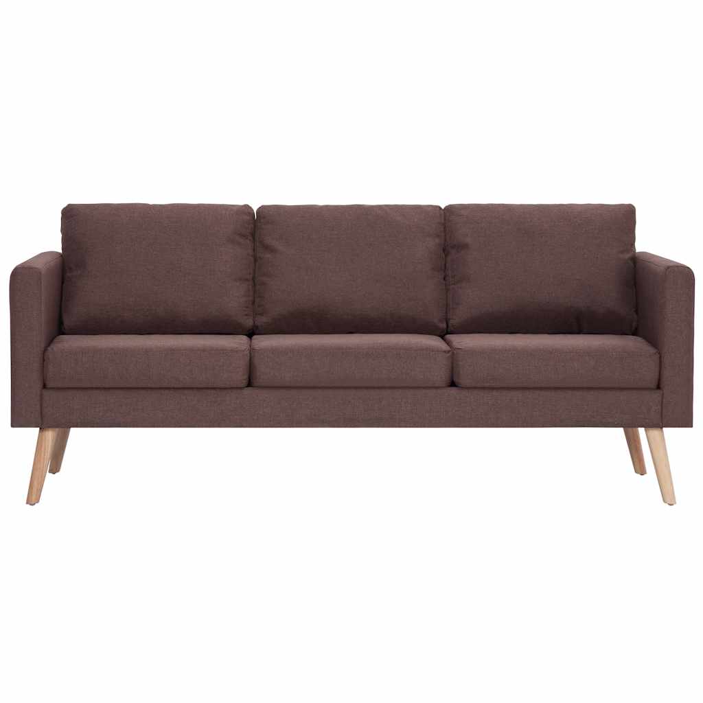 vidaXL 3-osobowa sofa tapicerowana tkaniną, brązowa