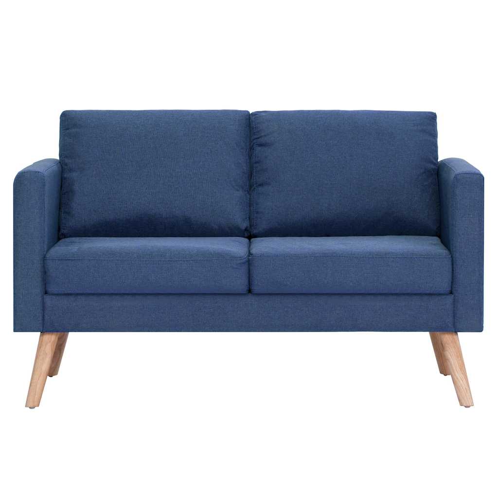 vidaXL 2-osobowa sofa tapicerowana tkaniną, niebieska