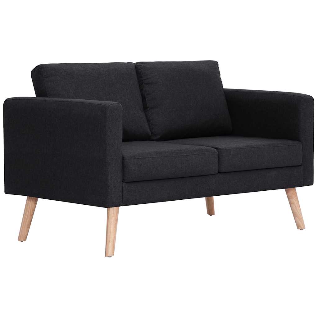 vidaXL 2-osobowa sofa tapicerowana tkaniną, czarna