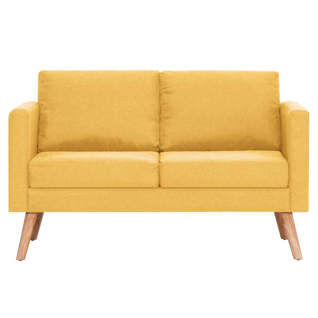 vidaXL Sofa 2-osobowa tapicerowana tkaniną, żółta