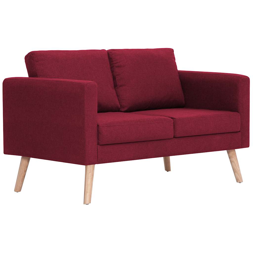 vidaXL Sofa 2-osobowa, tapicerowana tkaniną, kolor czerwonego wina