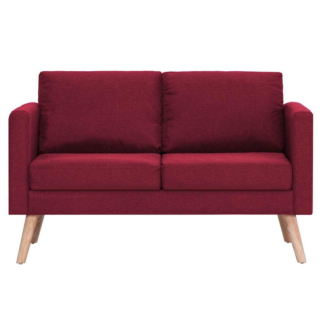 vidaXL Sofa 2-osobowa, tapicerowana tkaniną, kolor czerwonego wina