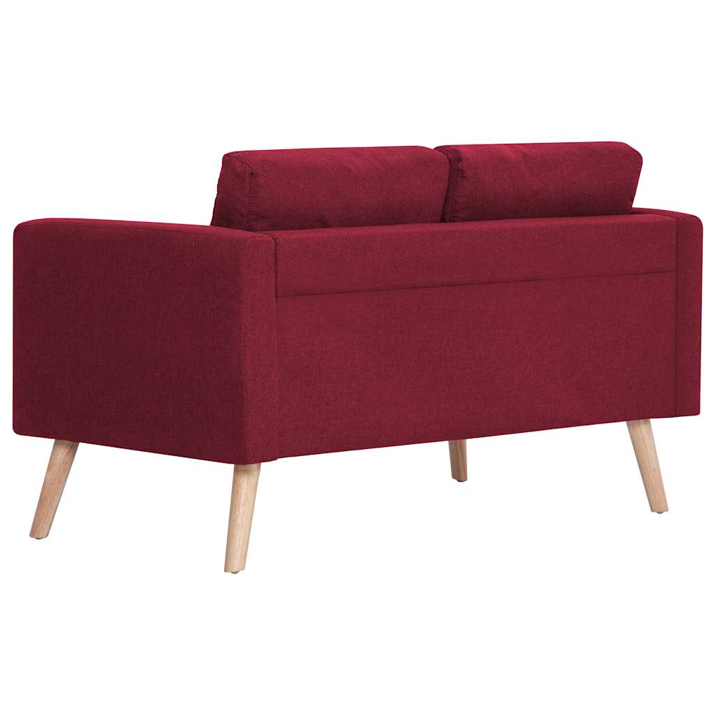 vidaXL Sofa 2-osobowa, tapicerowana tkaniną, kolor czerwonego wina
