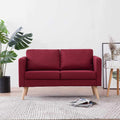 vidaXL Sofa 2-osobowa, tapicerowana tkaniną, kolor czerwonego wina