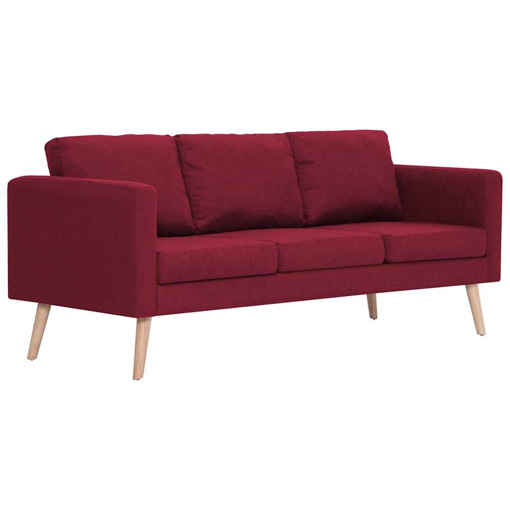 vidaXL Sofa 3-osobowa, tapicerowana tkaniną, kolor czerwonego wina