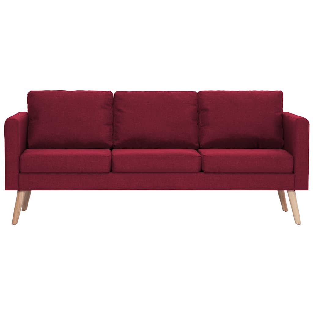 vidaXL Sofa 3-osobowa, tapicerowana tkaniną, kolor czerwonego wina