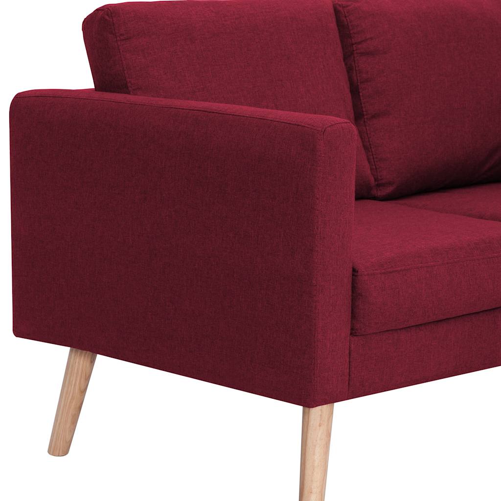 vidaXL Sofa 3-osobowa, tapicerowana tkaniną, kolor czerwonego wina