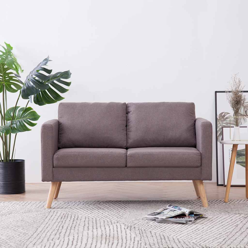 vidaXL Sofa 2-osobowa, tapicerowana tkaniną, taupe