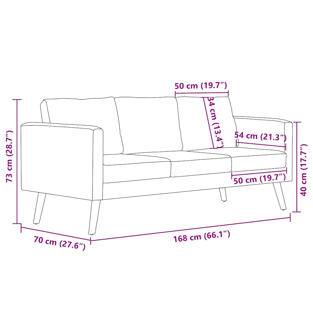 vidaXL Sofa 3-osobowa, tapicerowana tkaniną, taupe